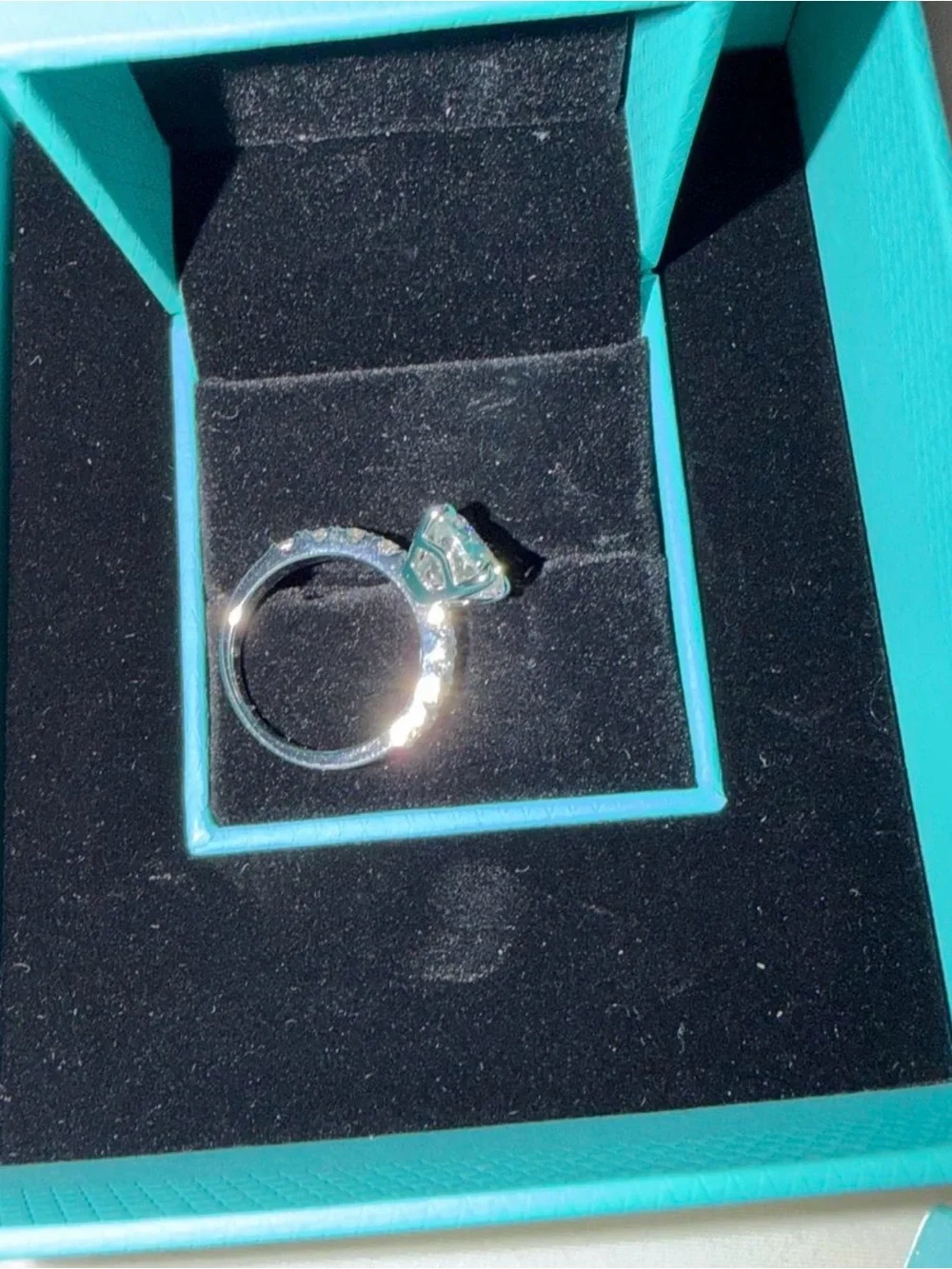 Silver Solitaire Engagement Ring with Round Clear Center Stone - White